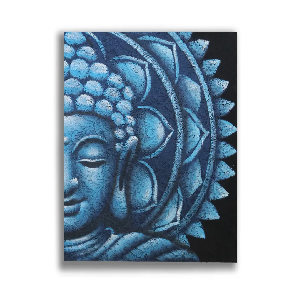Quadro de Tela Buda, Meio Mandala Azul 60x80cm