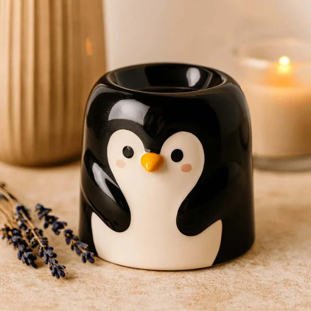 Queimador de Óleo de Cerâmica em Forma de Pinguim
