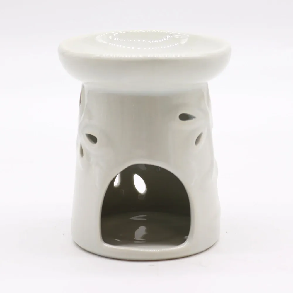 Queimador de Óleo Cerâmico Branco com Design de Libélula
