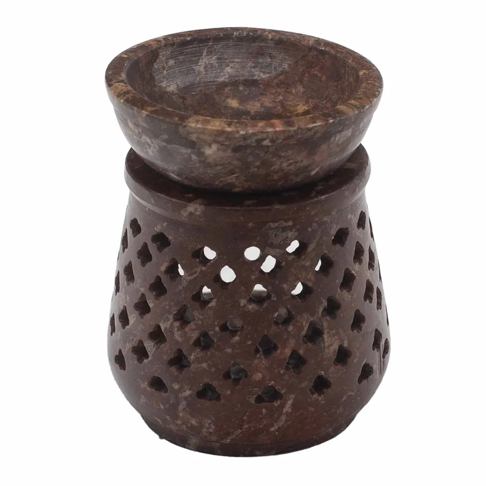 Queimador de Óleo em Pedra-Sabão 8cm Clássico para Vela Tealight