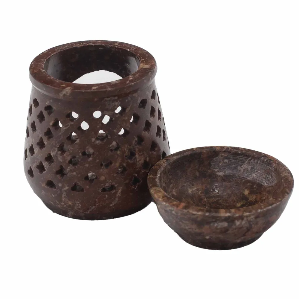 Queimador de Óleo em Pedra-Sabão 8cm Clássico para Vela Tealight