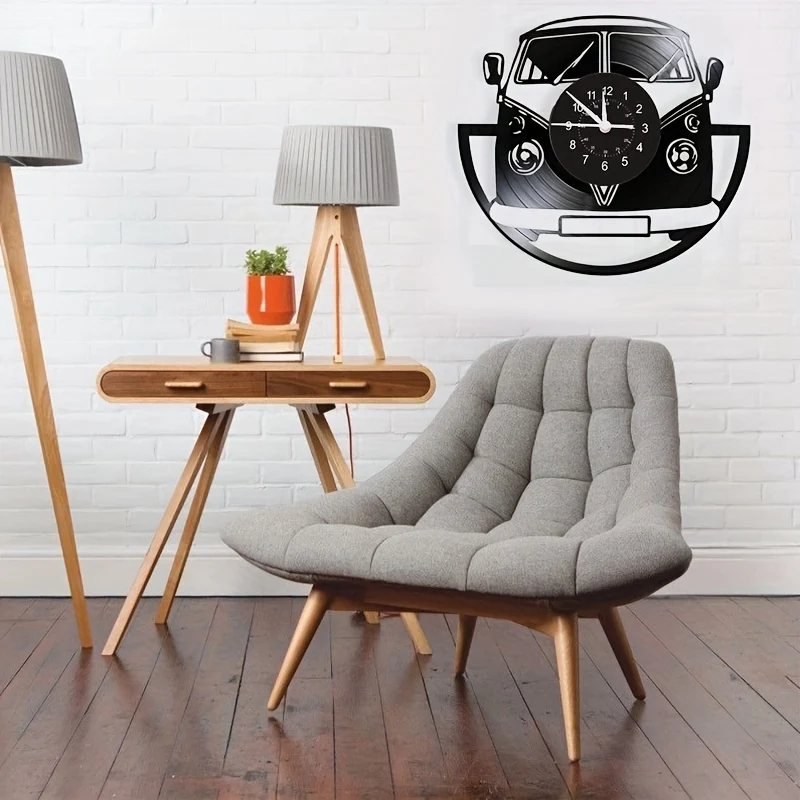 Relógio de Parede em Vinil de Autocarro Retro - Design Antigo para Decoração de Casa