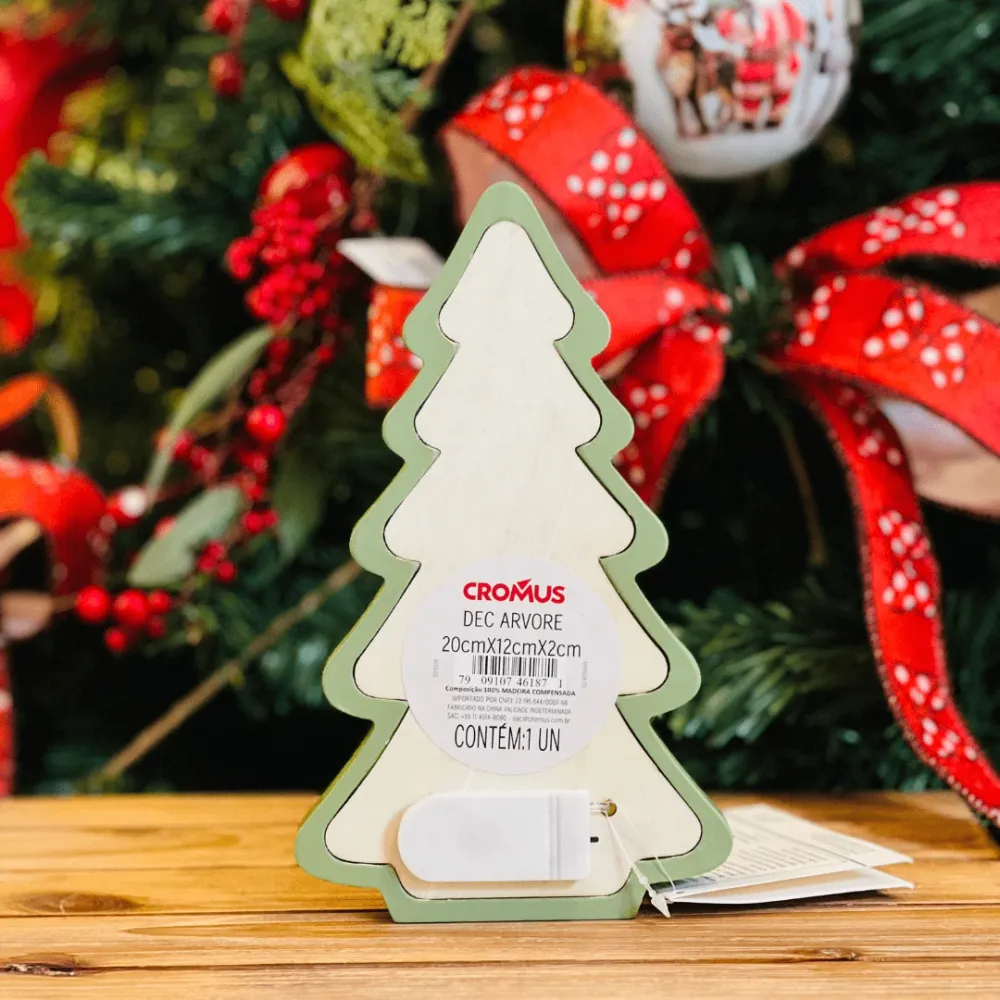 Árvore Natalina Flocos de Neve Verde Com Led 12x2x20cm