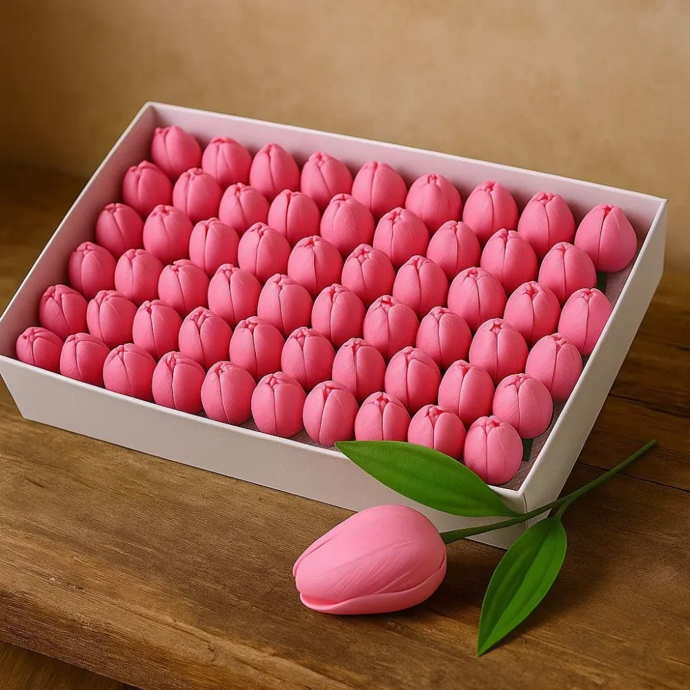 Sabonete Flores de Tulipa Médio Rosa 10 Peças