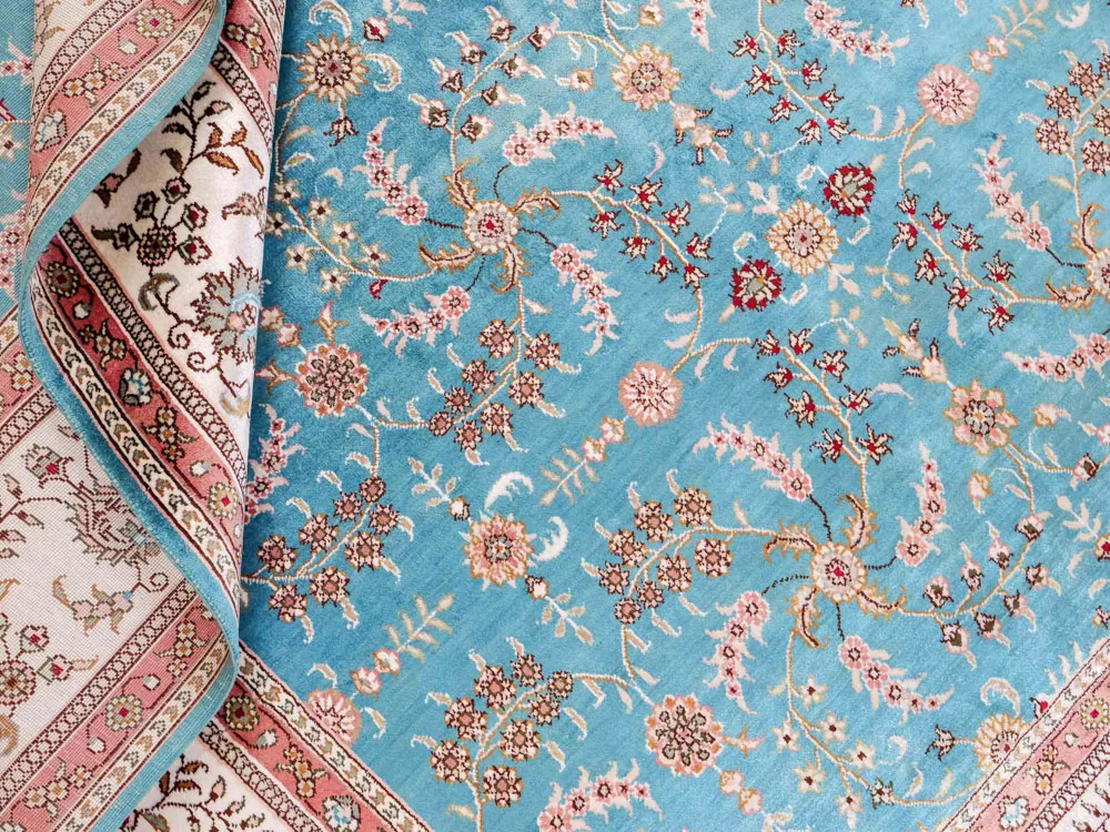 Seidenteppich - China Seide - 263 x 180 cm - hellblau