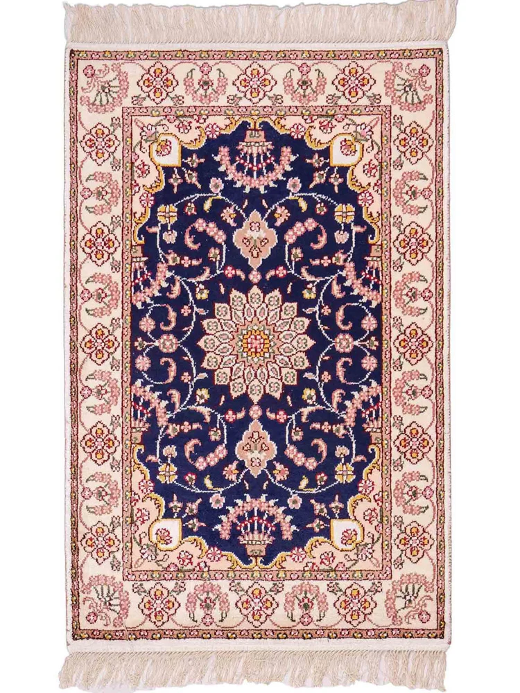 Seidenteppich - China Seide - 92 x 60 cm - dunkelblau