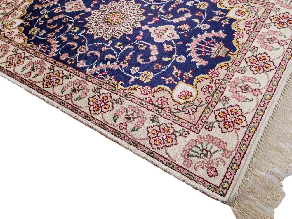 Seidenteppich - China Seide - 92 x 60 cm - dunkelblau