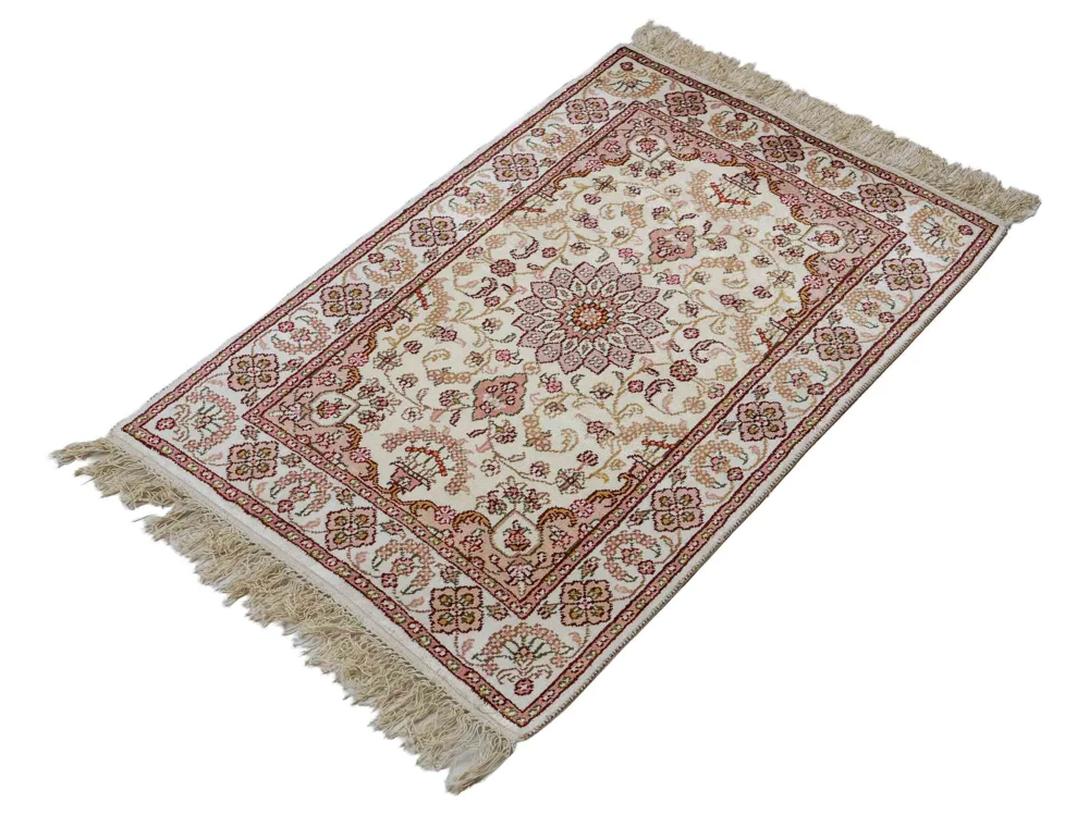 Seidenteppich - China Seide - 88 x 59 cm - hellbeige