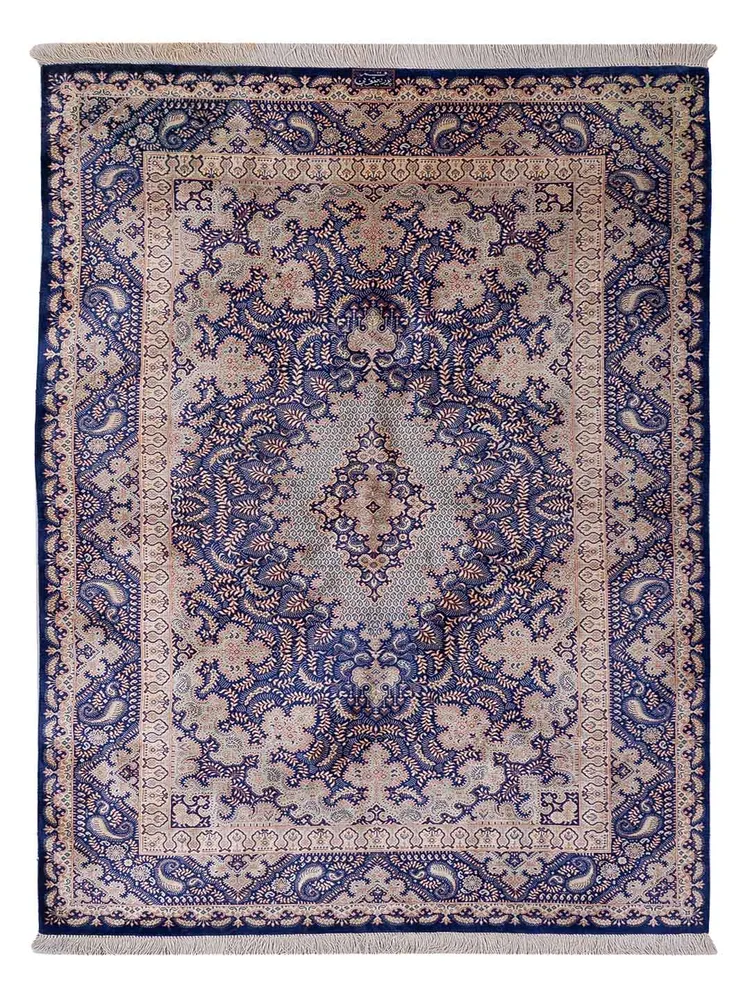 Seidenteppich - Ghom Seide - Premium - 150 x 96 cm - hellblau