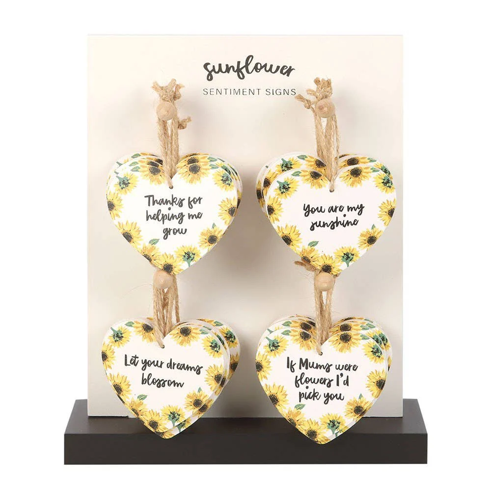 Sunflower Heart Sentiment Signs On MDF (Set 24) Something Different Wholesale