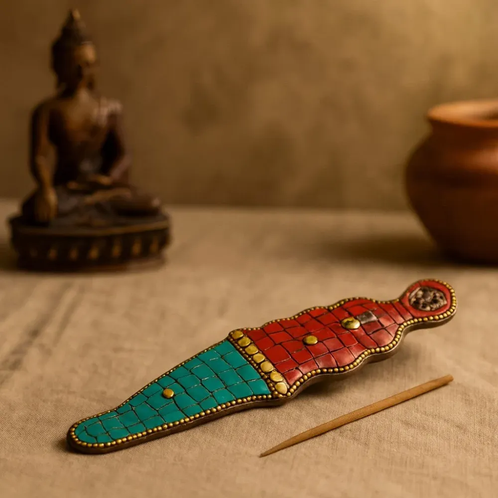 Suporte de Incenso Buda Tibetano Adaga Mosaico