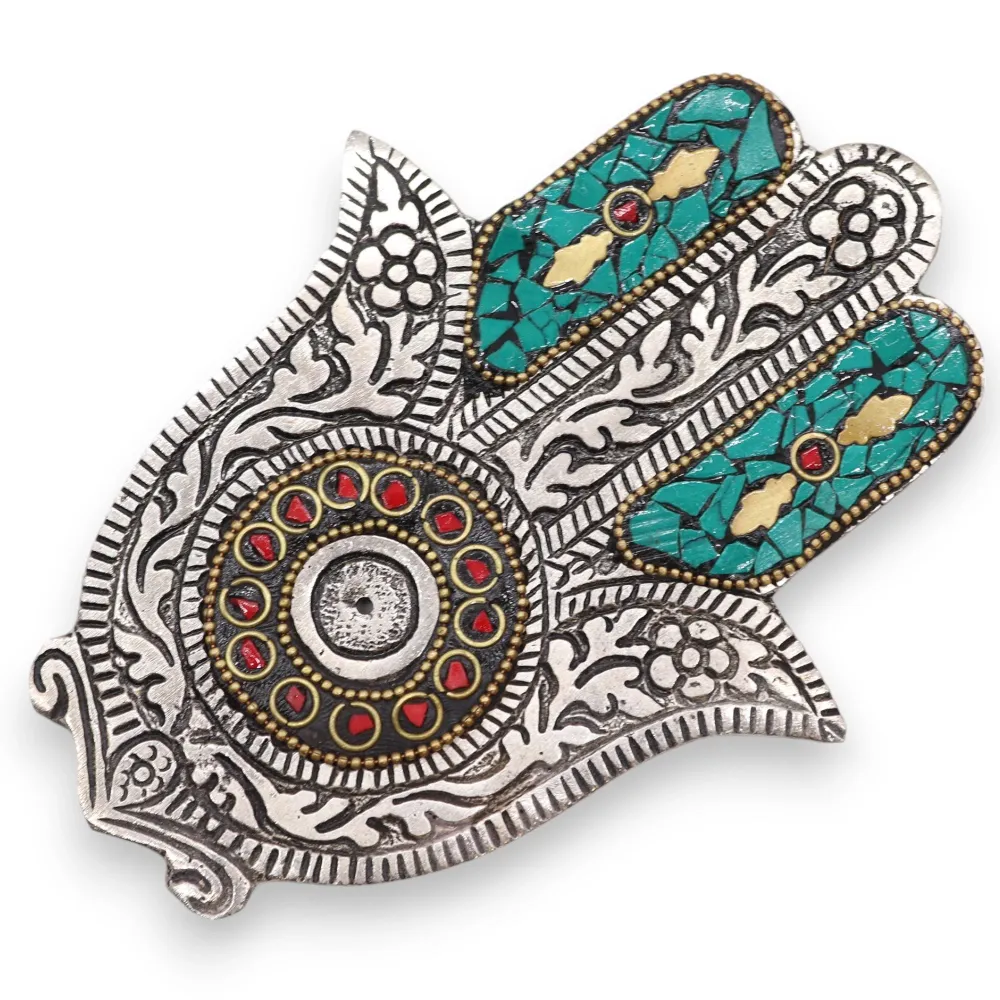 Suporte para Incenso Hamsa Verde Pequeno