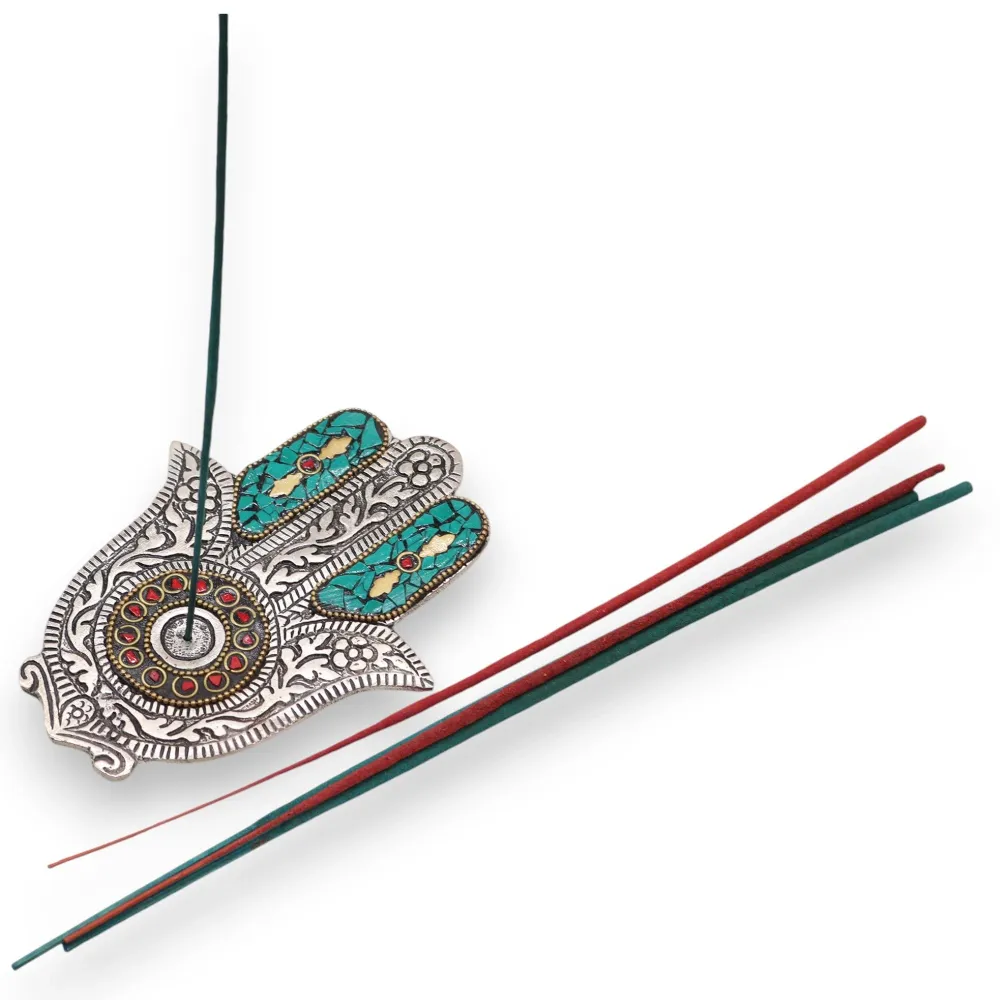Suporte para Incenso Hamsa Verde Pequeno