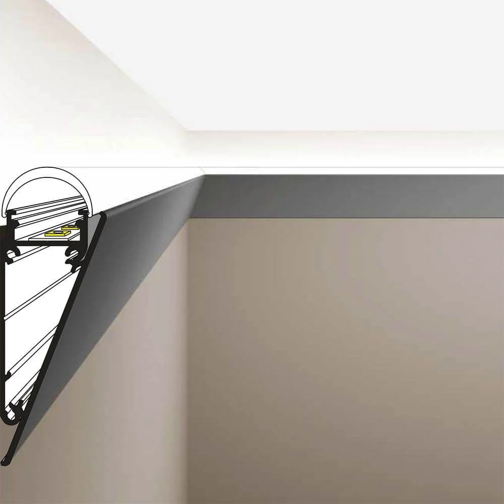 Tampa lateral de 200 cm em alumínio anodizado para perfil de parede angular de montagem na superfície