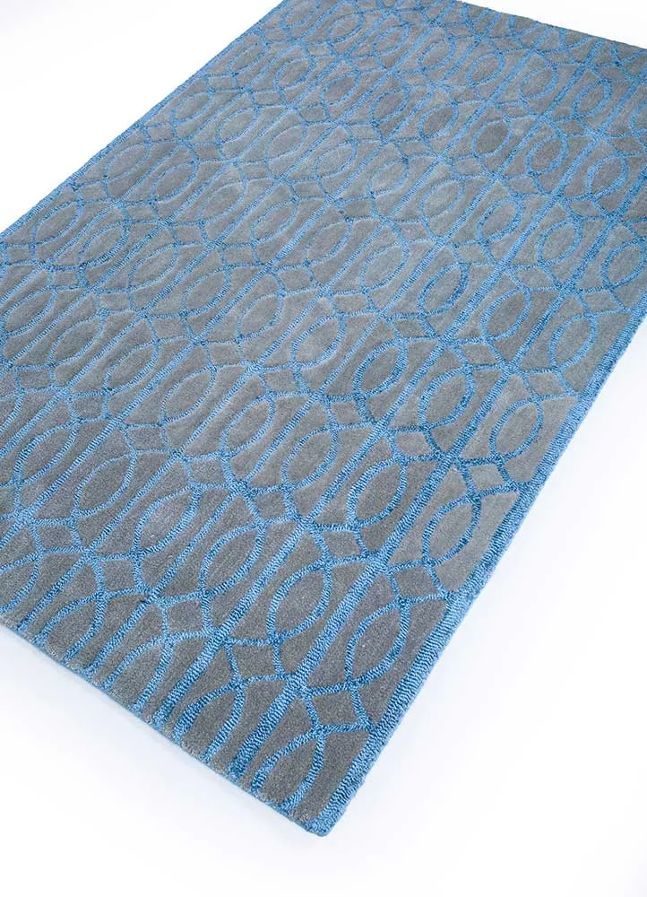 Tapete de lã - 180 x 120 cm - azul-mar