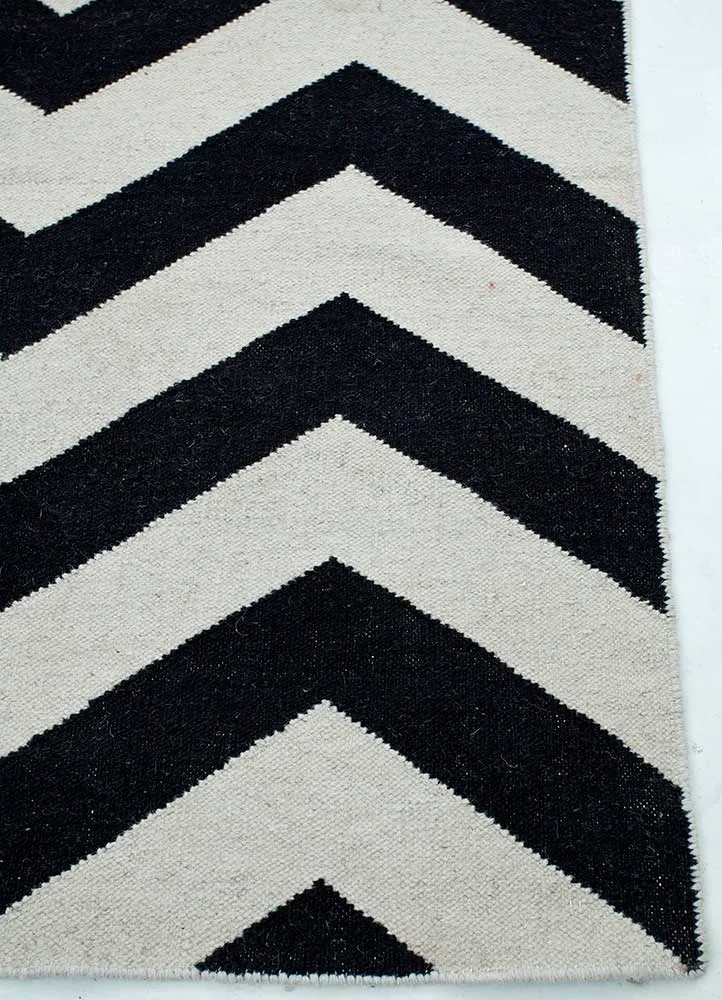 Tapete de lã - 240 x 150 cm - preto e branco