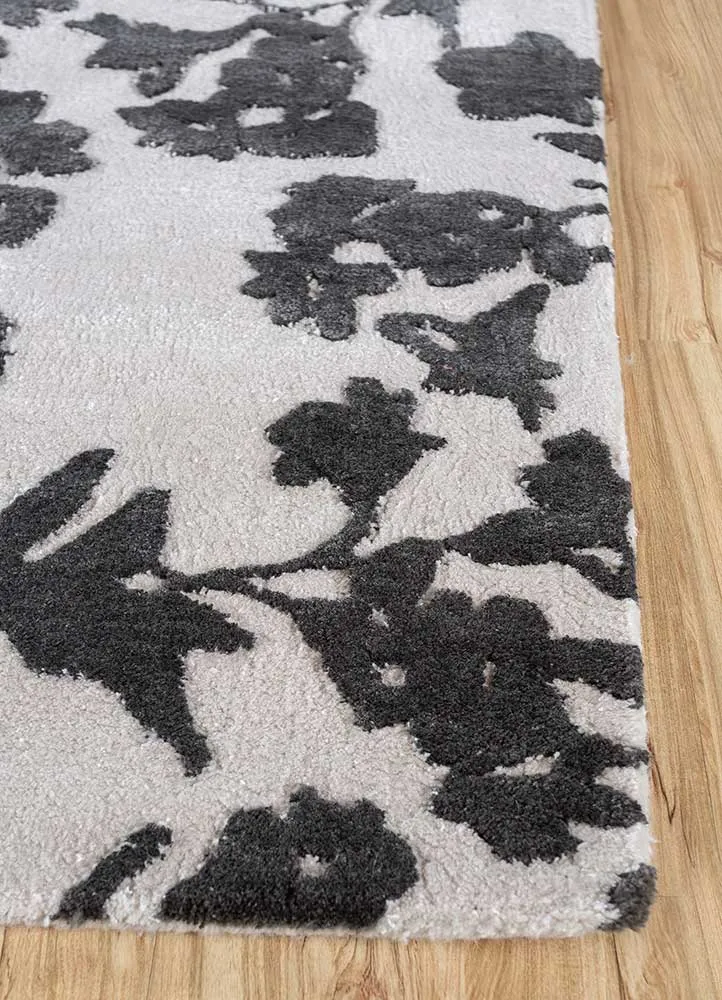 Tapete de lã - 270 x 180 cm - preto e branco