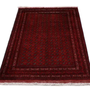 Tapete afegão - 193 x 144 cm - vermelho escuro