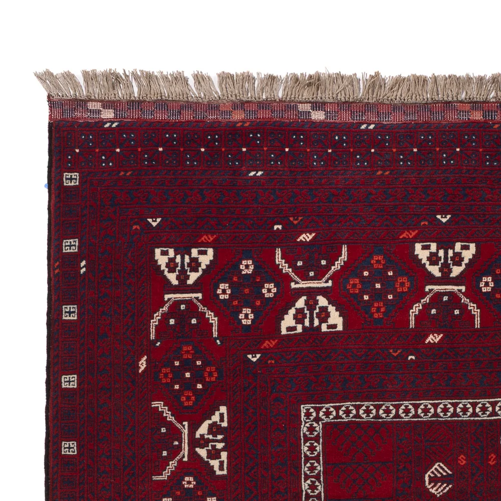 Tapete afegão - 246 x 151 cm - vermelho escuro