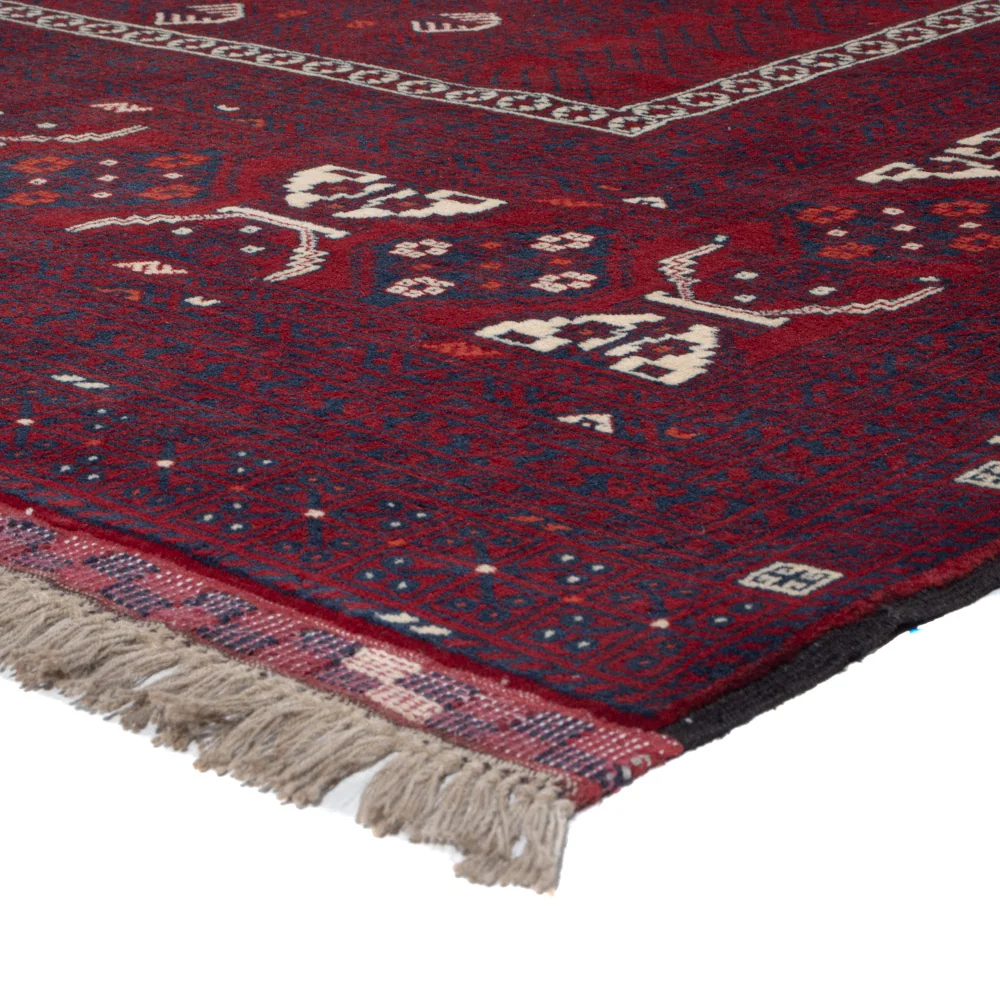 Tapete afegão - 246 x 151 cm - vermelho escuro