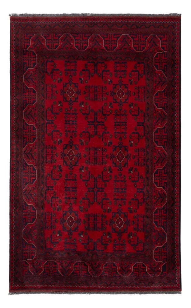 Tapete afegão - Kunduz - 195 x 121 cm - vermelho escuro