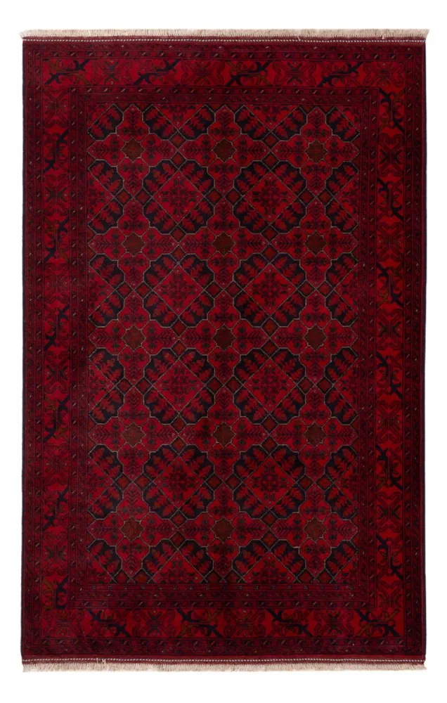 Tapete afegão - Kunduz - 195 x 123 cm - vermelho escuro