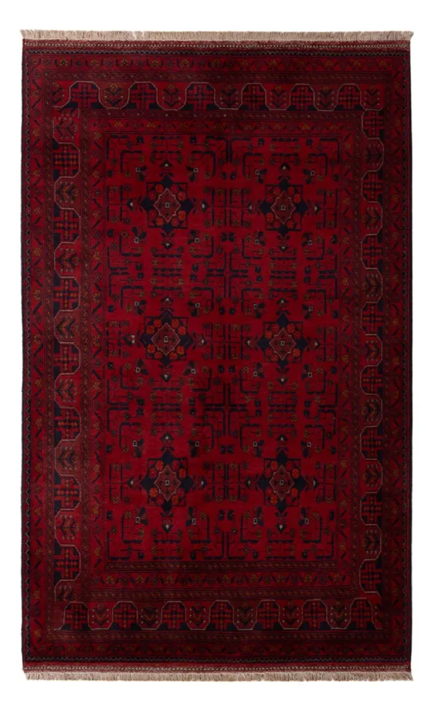 Tapete afegão - Kunduz - 201 x 130 cm - vermelho escuro