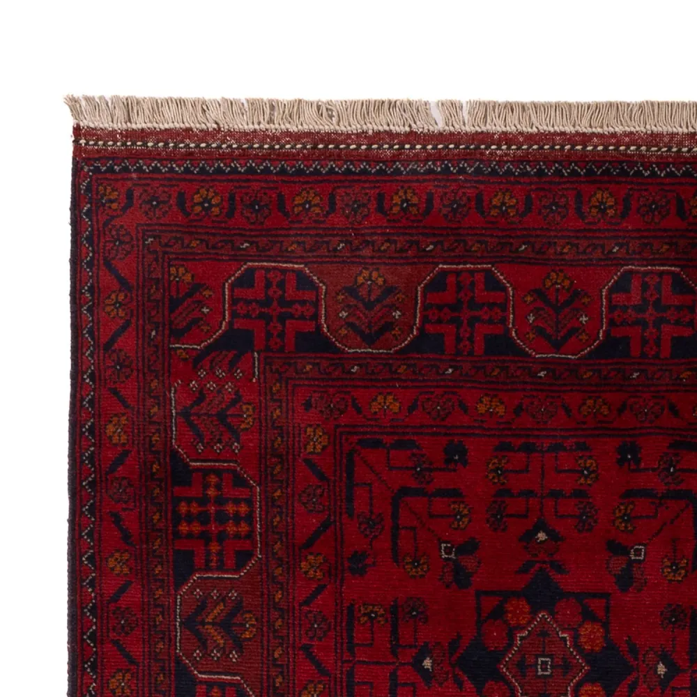 Tapete afegão - Kunduz - 201 x 130 cm - vermelho escuro