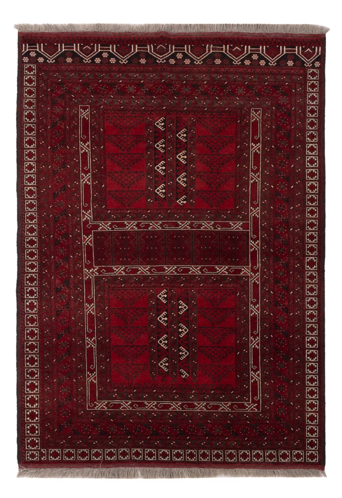 Tapete afegão - Kunduz - 222 x 150 cm - vermelho