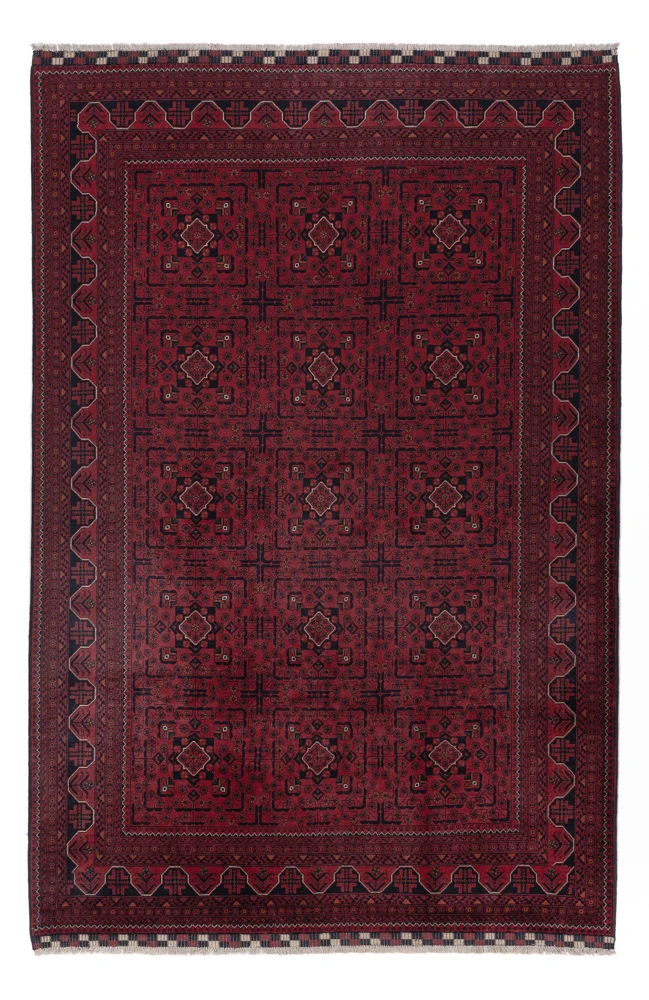 Tapete afegão - Kunduz - 300 x 197 cm - vermelho escuro
