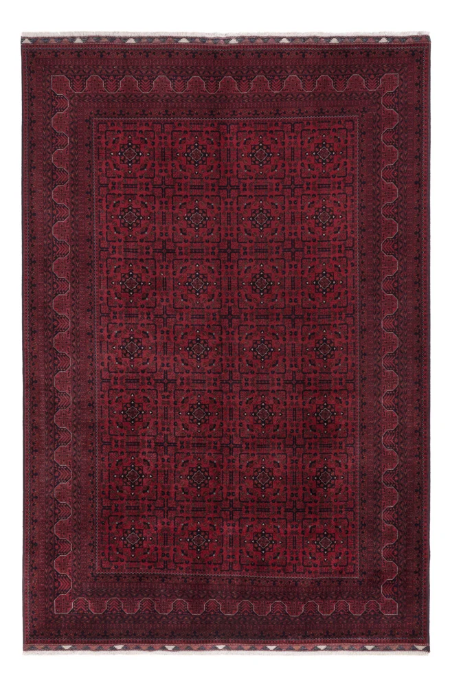 Tapete afegão - Real - 294 x 202 cm - vermelho escuro
