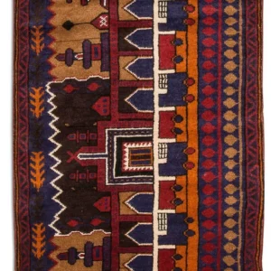 Tapete Baluch - 130 x 83 cm - multicolorido