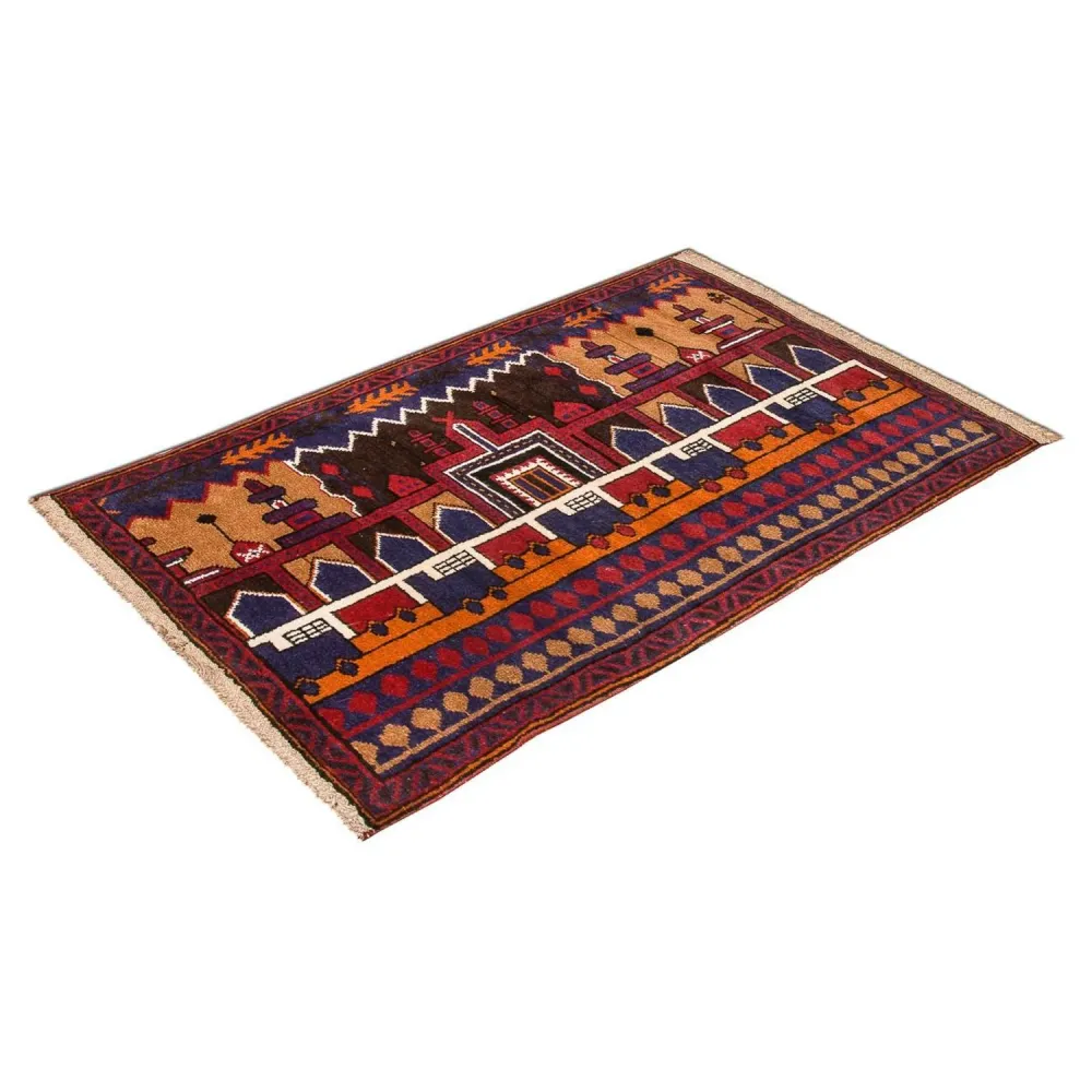 Tapete Baluch - 130 x 83 cm - multicolorido