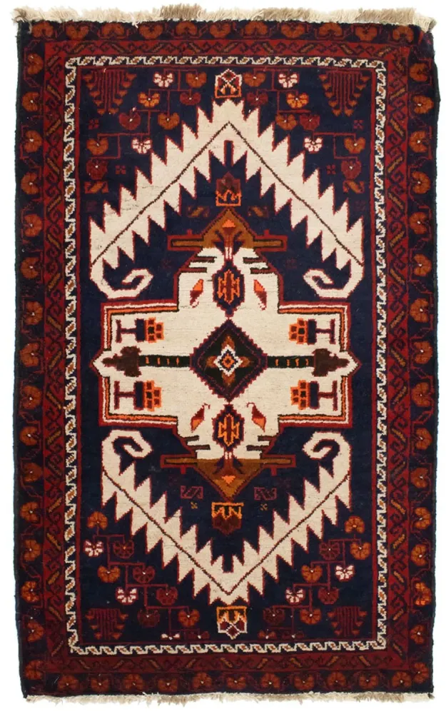 Tapete Baluch - 132 x 84 cm - azul