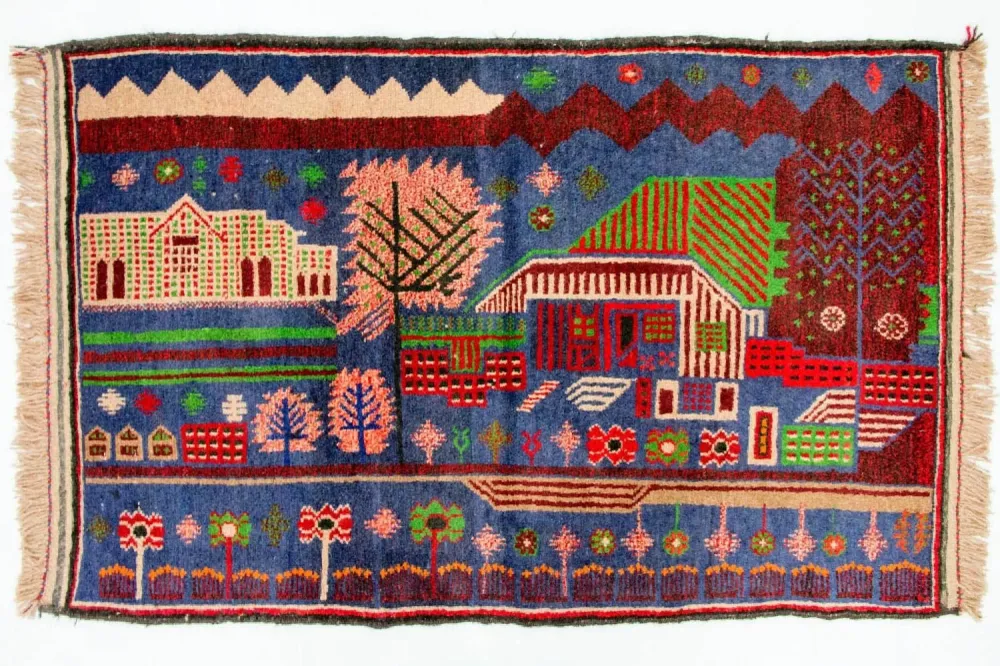 Tapete Baluch - 135 x 89 cm - multicolorido