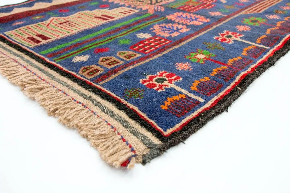 Tapete Baluch - 135 x 89 cm - multicolorido