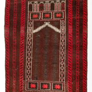 Tapete Baluch - 147 x 97 cm - vermelho escuro