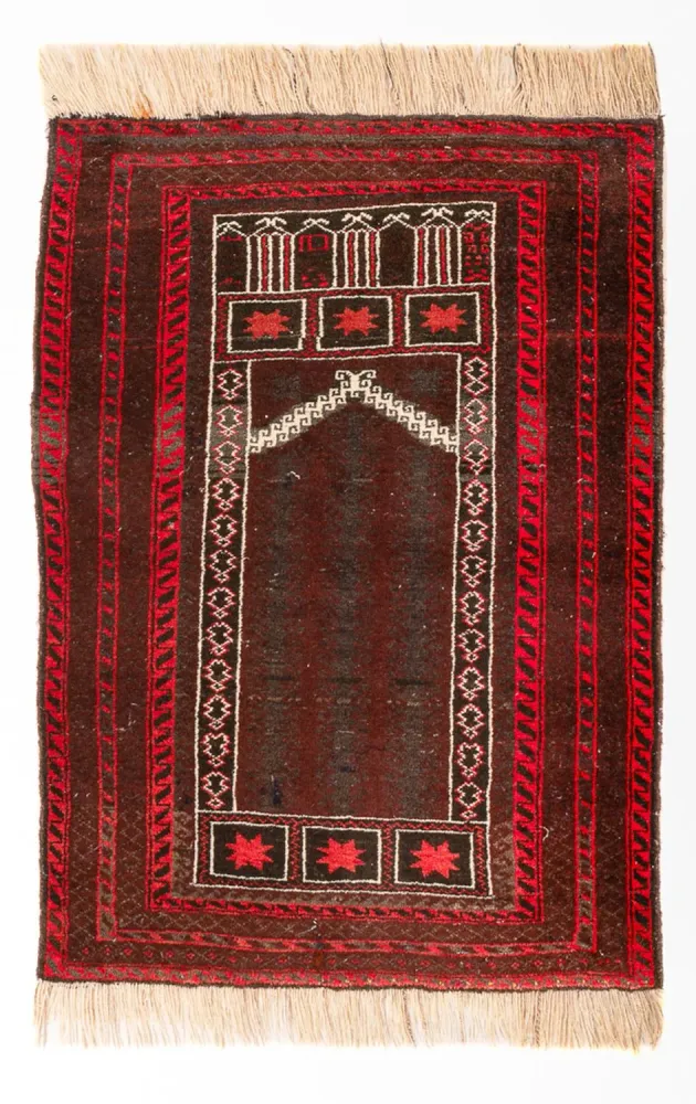 Tapete Baluch - 147 x 97 cm - vermelho escuro