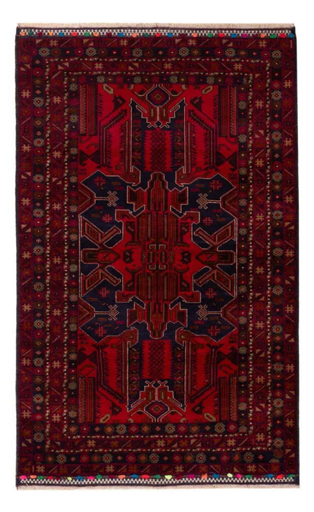 Tapete Baluch - 184 x 116 cm - vermelho escuro