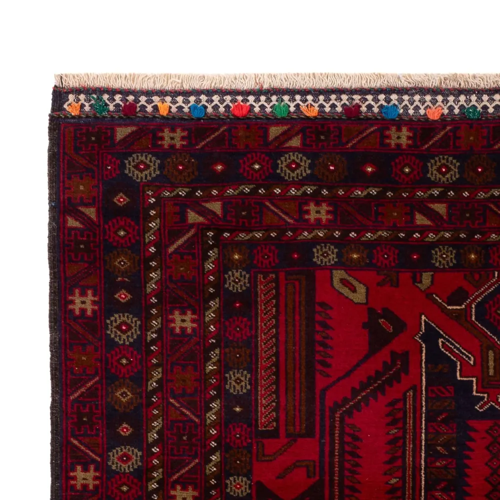 Tapete Baluch - 184 x 116 cm - vermelho escuro