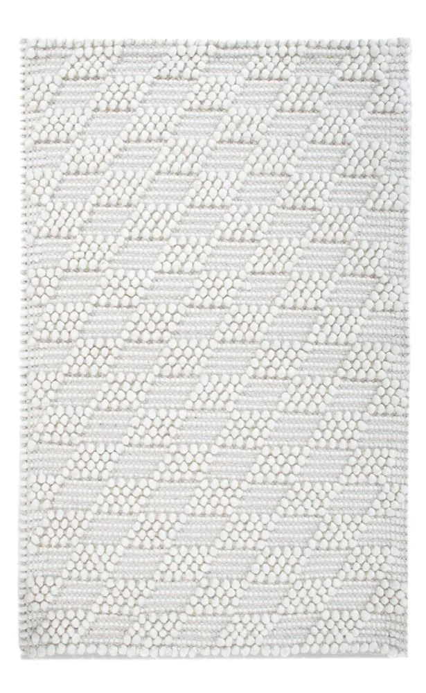 Tapete de lã - 94 x 60 cm - cinzento claro