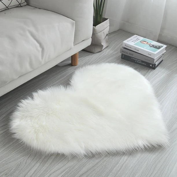Tapete Corazón Peluche - Blanco