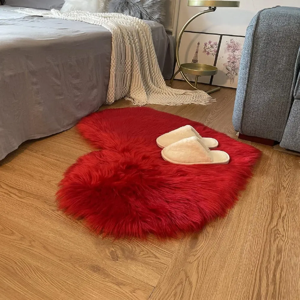 Tapete Corazón Peluche - Rojo