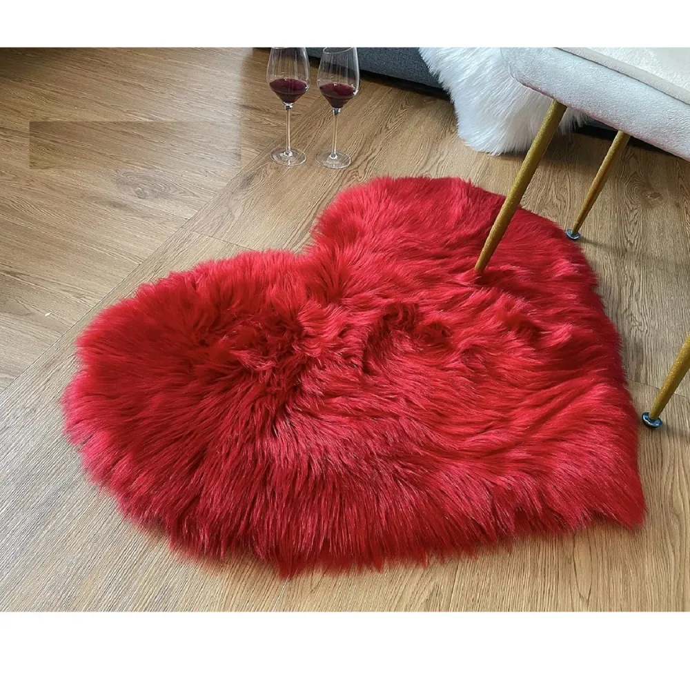 Tapete Corazón Peluche - Rojo