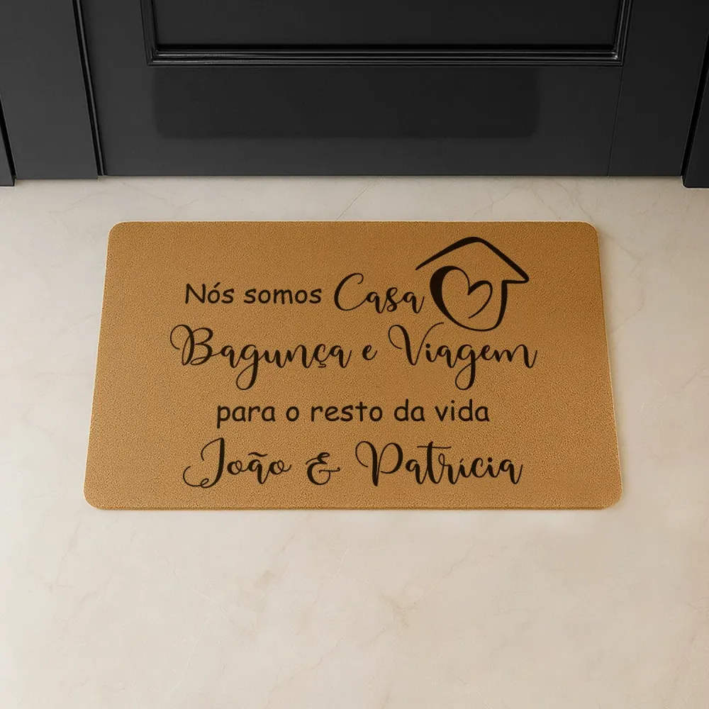 Tapete de entrada "Casa, bagunç e viagem"