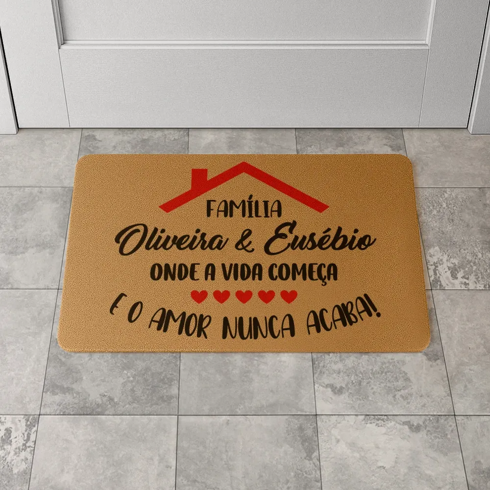Tapete de entrada "Onde vida começ e o amor nunca acaba"