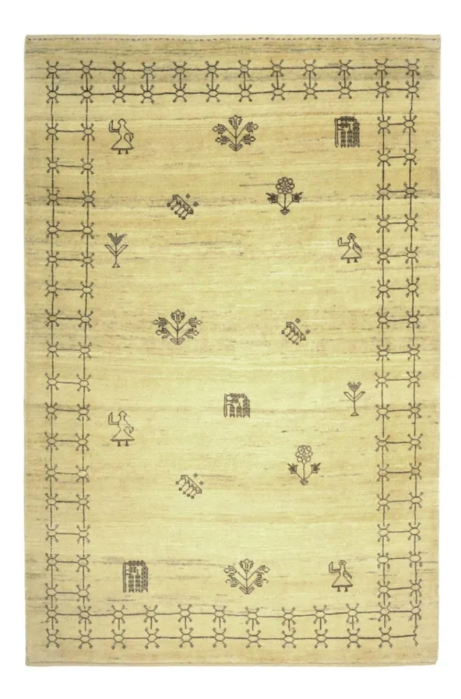 Tapete Gabbeh - Kashkuli Persa - 150 x 101 cm - bege