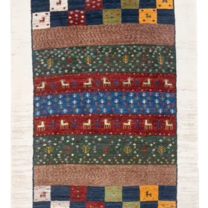 Tapete Gabbeh - Loribaft Persa - 131 x 86 cm - multicolorido