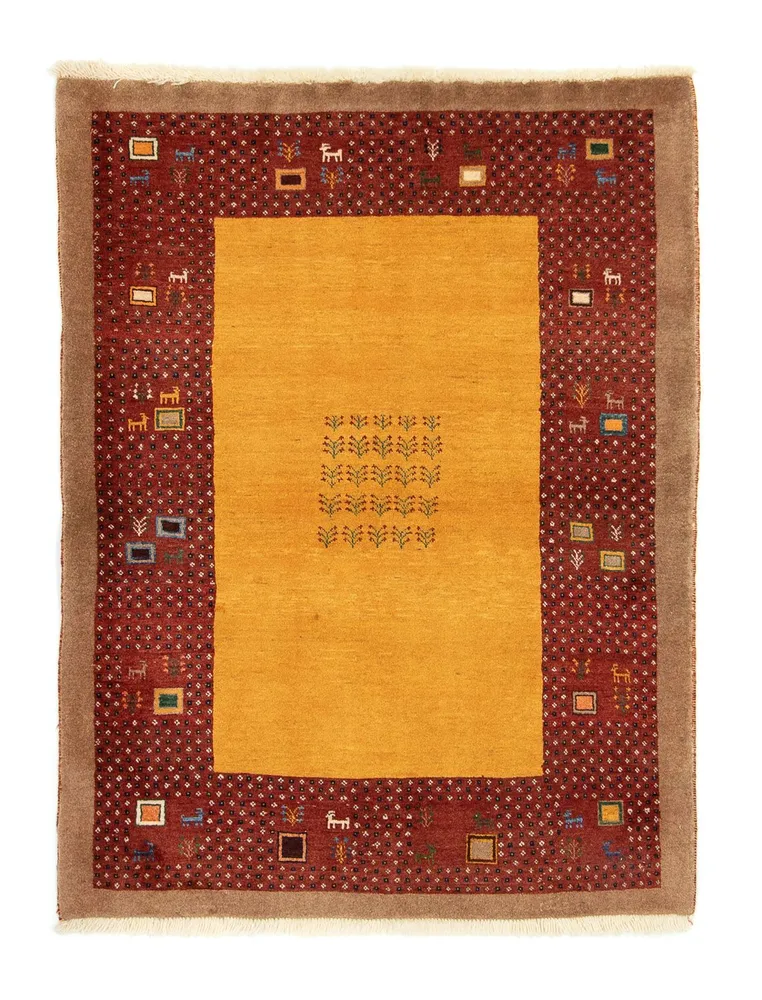 Tapete Gabbeh - Loribaft Persa - 150 x 110 cm - ouro