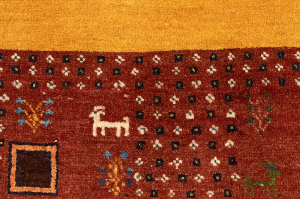 Tapete Gabbeh - Loribaft Persa - 150 x 110 cm - ouro